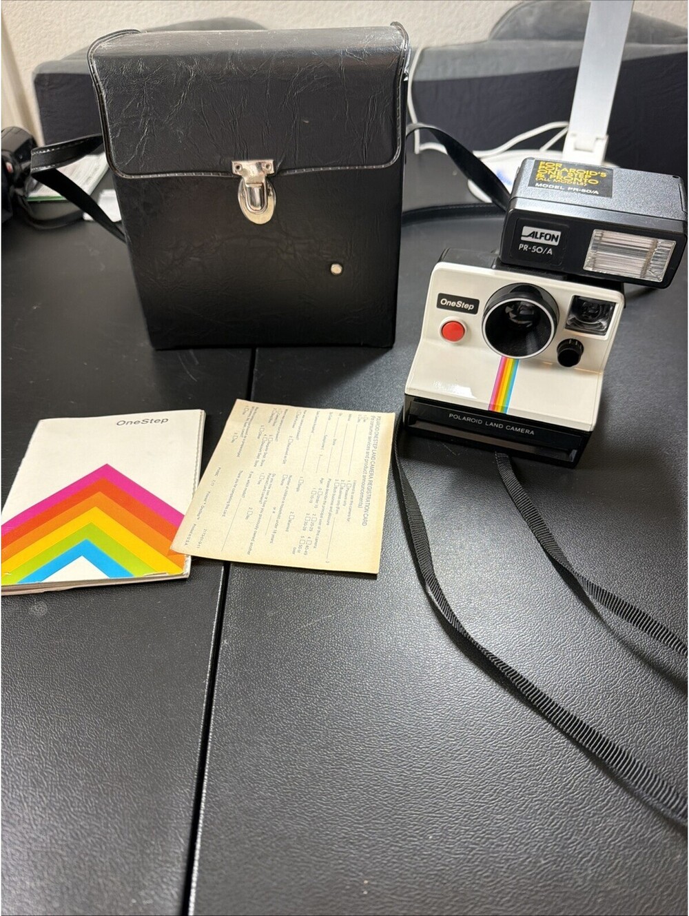 Vintage 70s Camera Polaroid One Step Rainbow Stripe Land Camera White UNTESTED